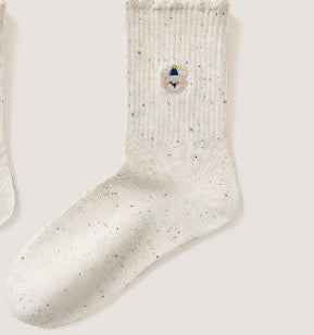 Embroidered Ruffle-ankle Socks For Women