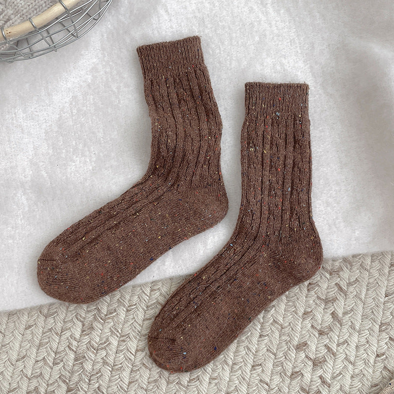 Thickened Dotted Yarn Cable-knit Wool Socks