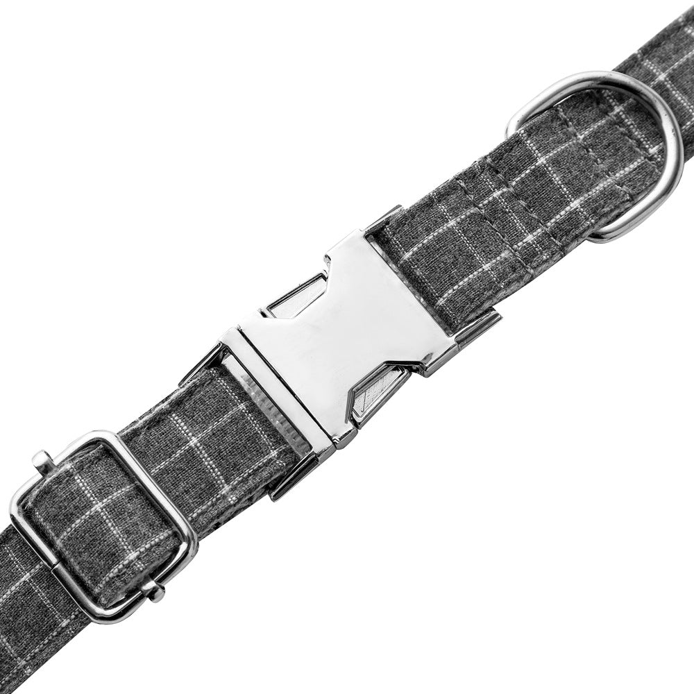 British Style Dog Collar Alloy Socket Plaid