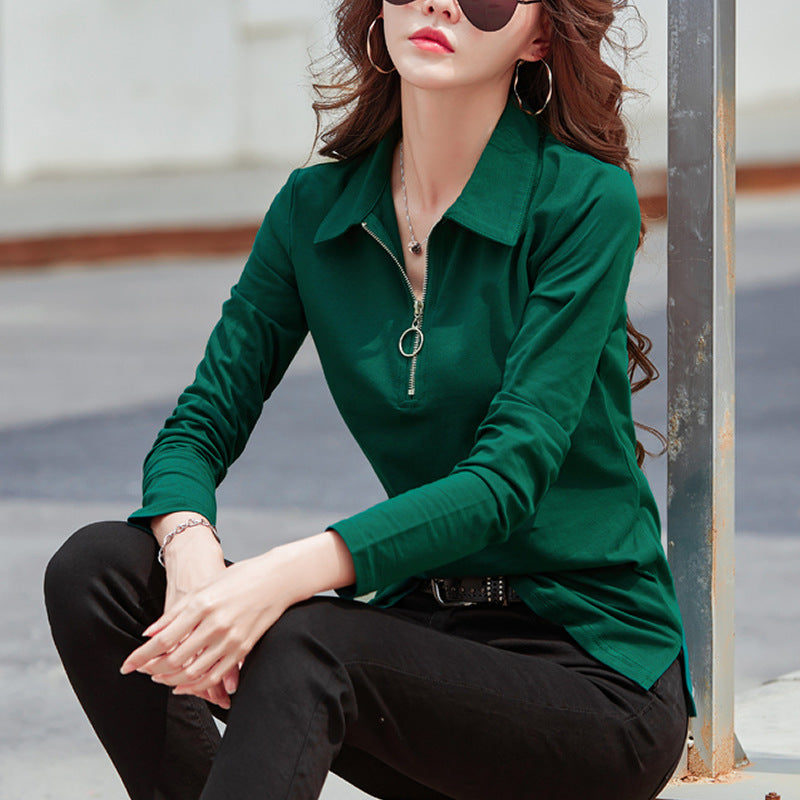 Womens Stylish Casual Slim-fit Lapel Top