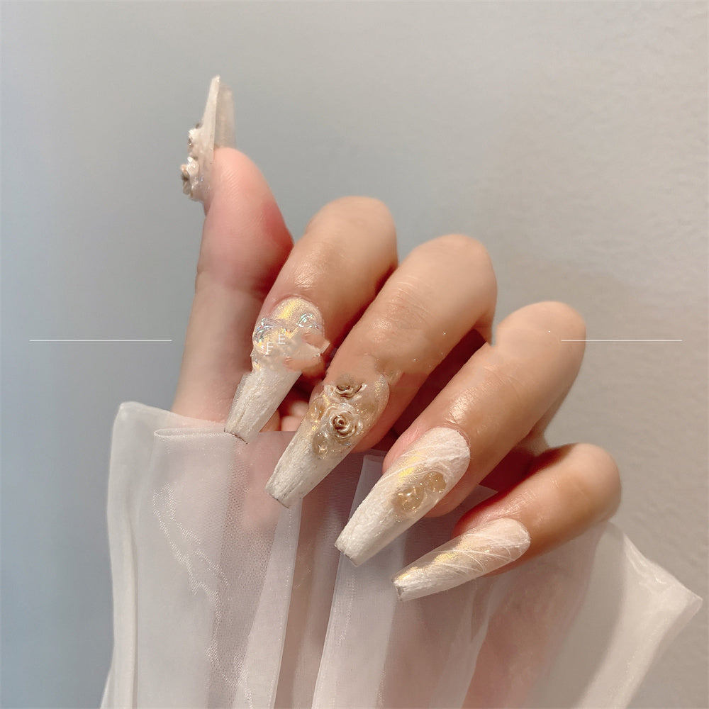 Premium Feel Camellia Nail Patch Bridal Handmade