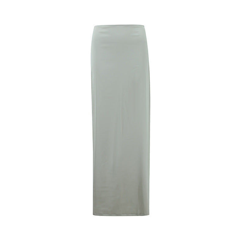 European And American Socialite Autumn High-grade Solid Color Slim Fit Long Dress Irregular Drape