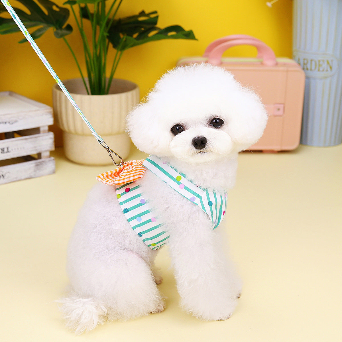 Pet Clothing Vertical Bar Bow Chest Back