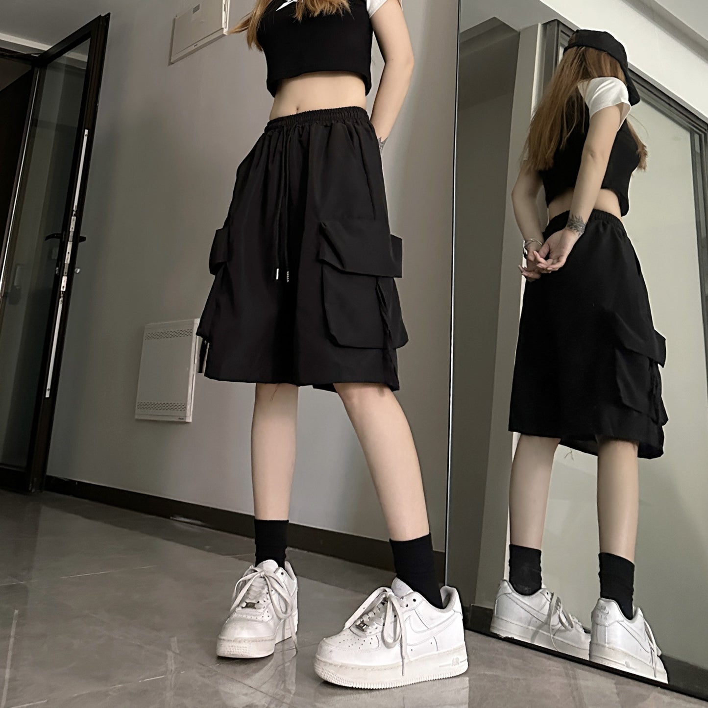 Women's American Summer Thin Wide Leg Casual Shorts