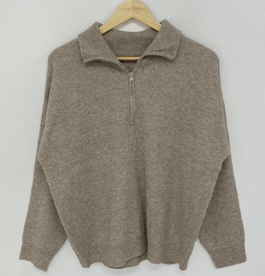 Student Zipper Long Sleeve Sweater Coat