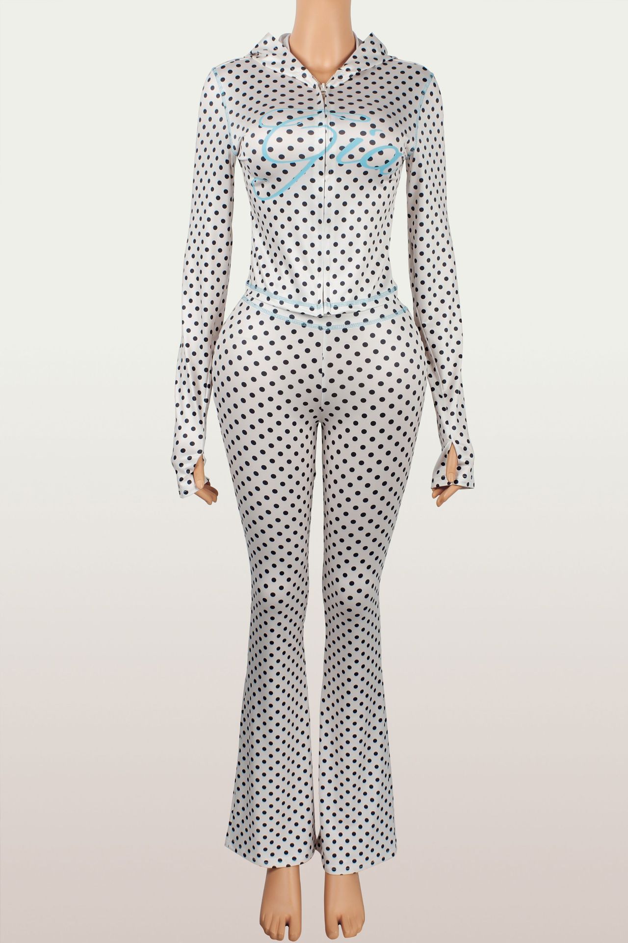 Solid-color Open-collar Printed Casual Long-sleeve Suit