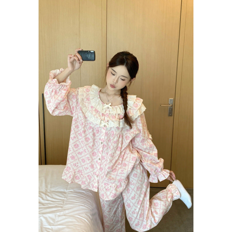 Romantic Floral Loungewear Set For All Four Seasonsloose-fitting And Super Comfortable