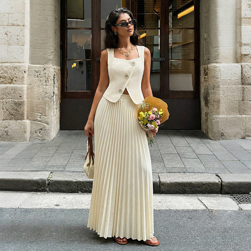 Women's Fashionable Versatile Sleeveless Dress Set