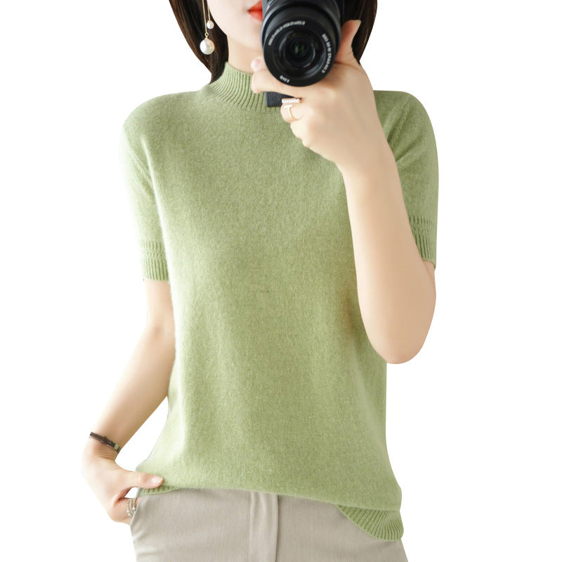 Mock-neck Mid-length Sleeve Lightweight Sweater Women