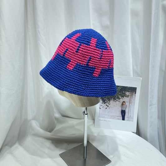 Ins Niche Street Knitted Contrast Color Bucket Hat