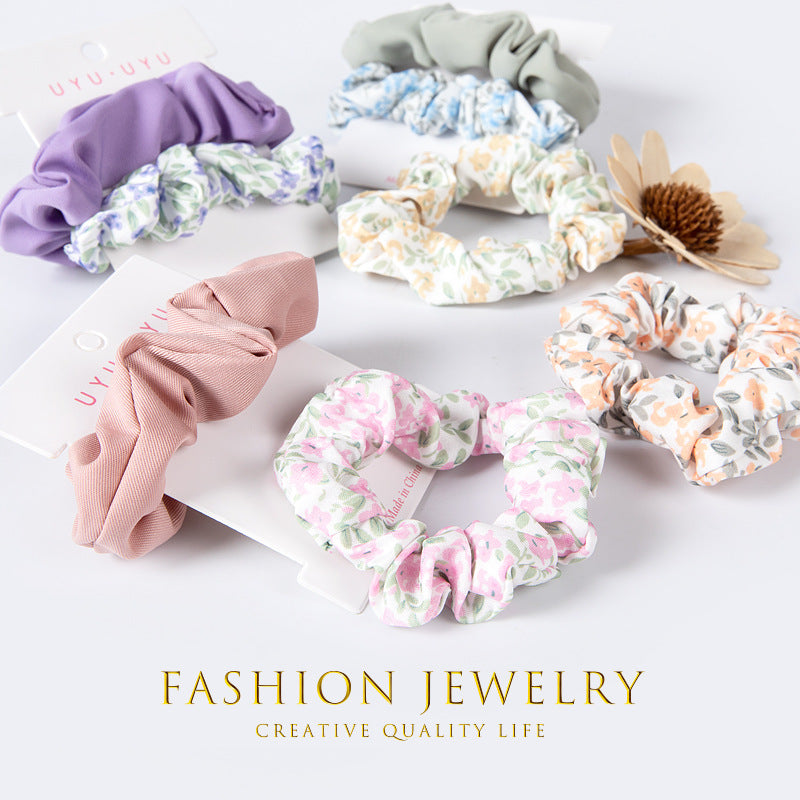 Card-style Large Hair Ring Two-in-one Floral Hair Tie
