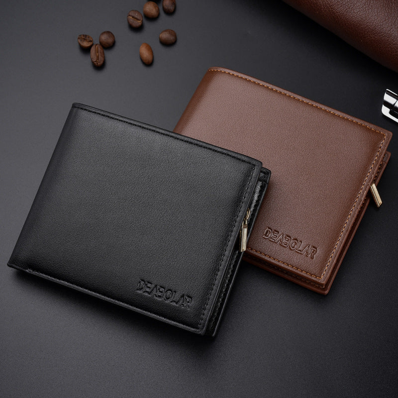 Men's Fashion Simple Tri-fold Zipper Money Clip Multi-card Space