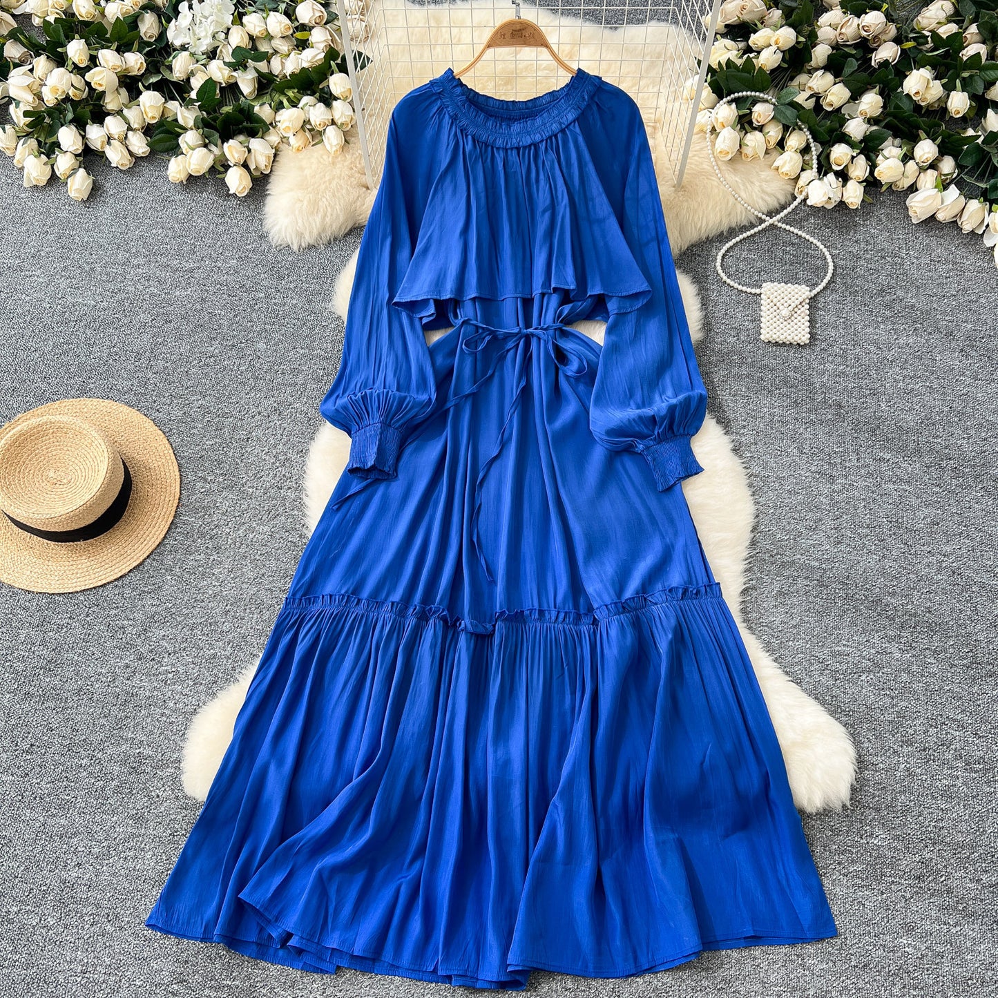 Designer-style Irregular Ruffled Patchwork Dress