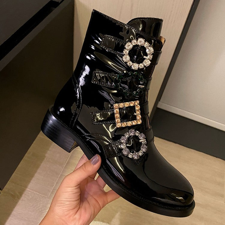 British Style Martin Boots Women's Belt Buckle Flat Bottom