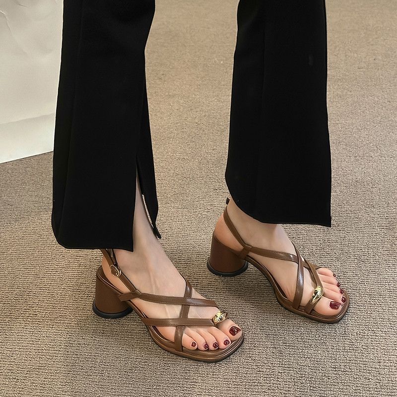 Women's Fashionable All-match Gentle Temperament Ankle-strap High Heel Sandals