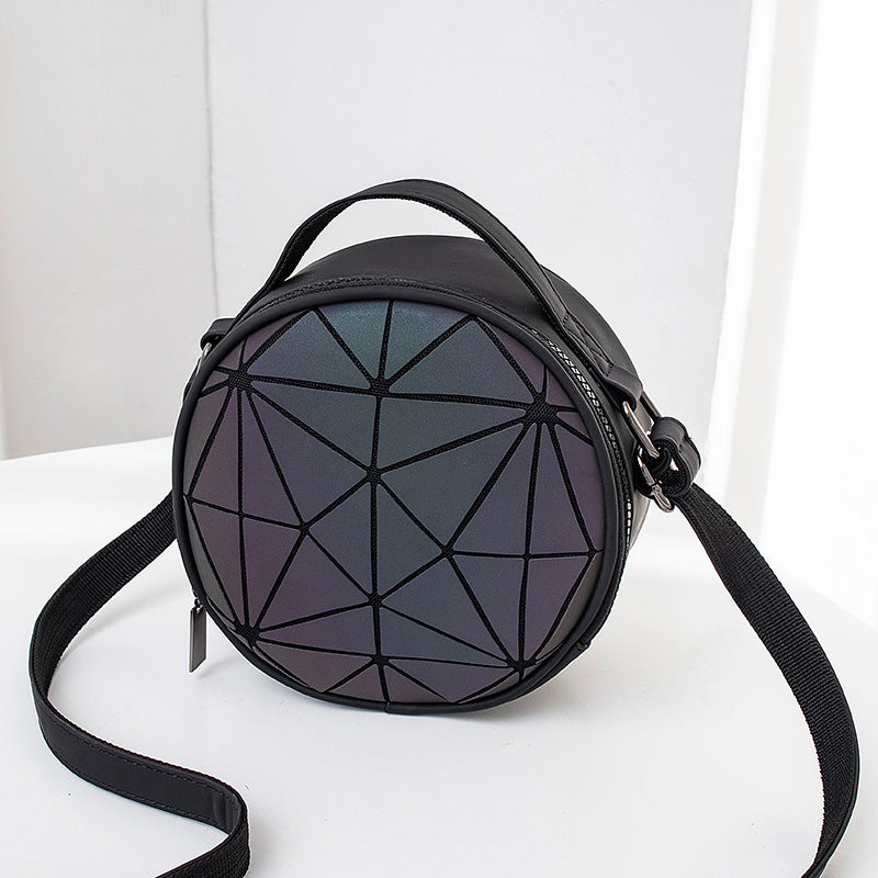 Korean Style Rhombus Luminous Bag Ladies New Round Crossbody Bag Small Round Bag