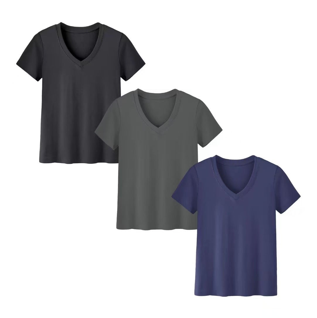 Loose Short-sleeved Top Combination Solid Color Women's Clothing