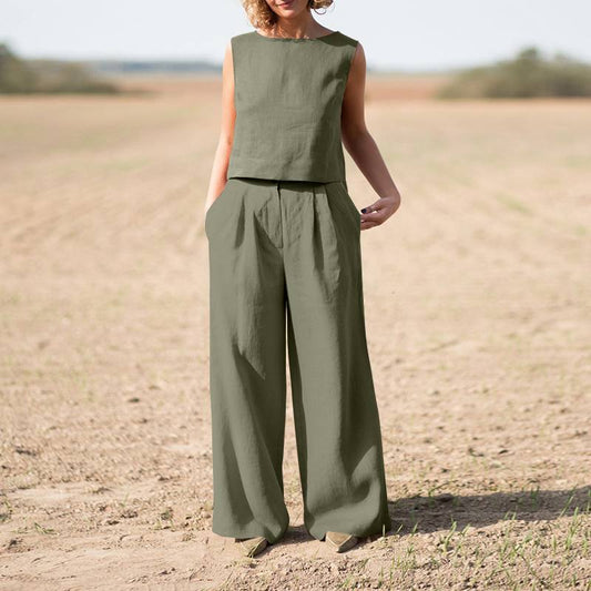 Women's Fashion Casual Cotton Linen Long Sleeve Suit
