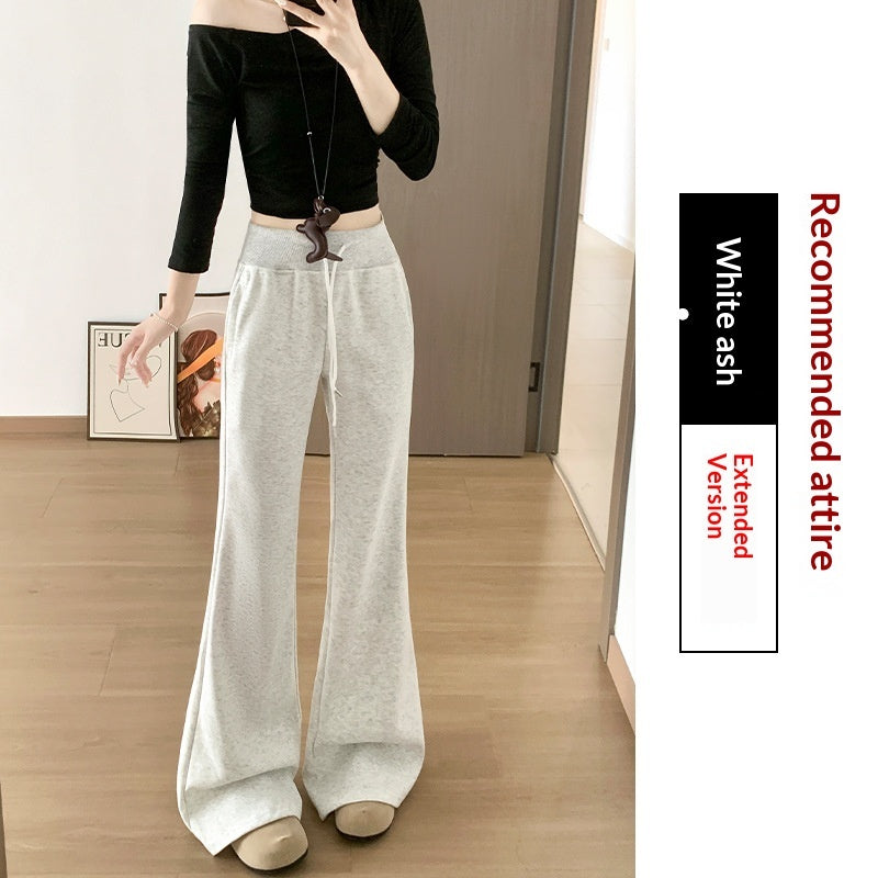 Ribbed High-Waisted Fleece-Lined Flared Pants