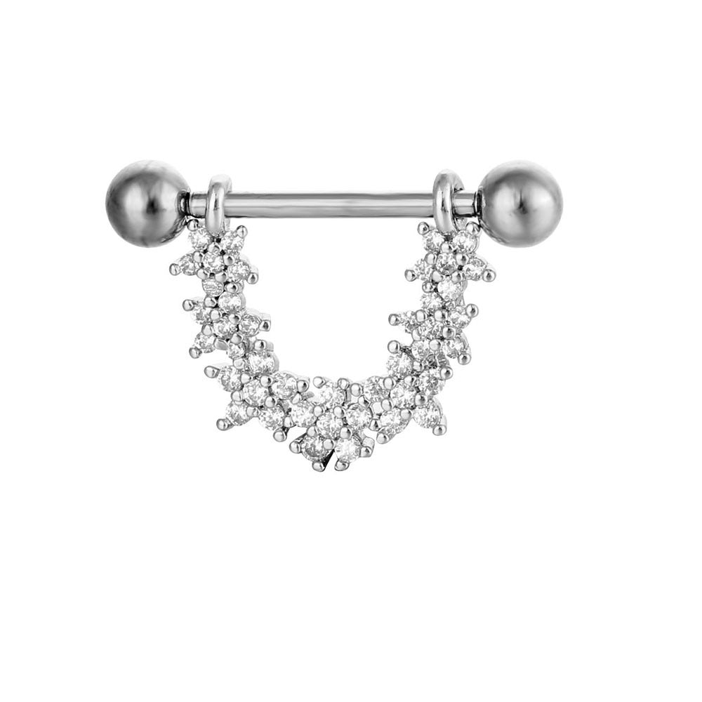 Puncture Nipple Ornament Inlaid Zircon Ring Nails