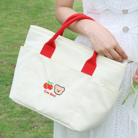 Cherry Bear Good-looking Lunch Box Bag Portable Office Worker Large Capacity Storage Bag