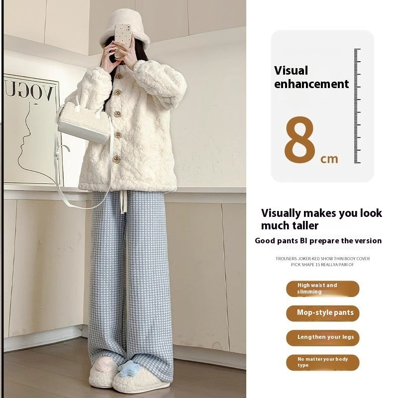 Slankende Lammuld Houndstooth Casual Vidde Bukser