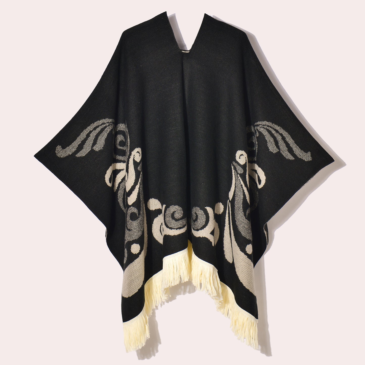 Western Denim Style Men's And Women's Shawl Tassel Pullover Keep Warm Outdoor Large Cloak