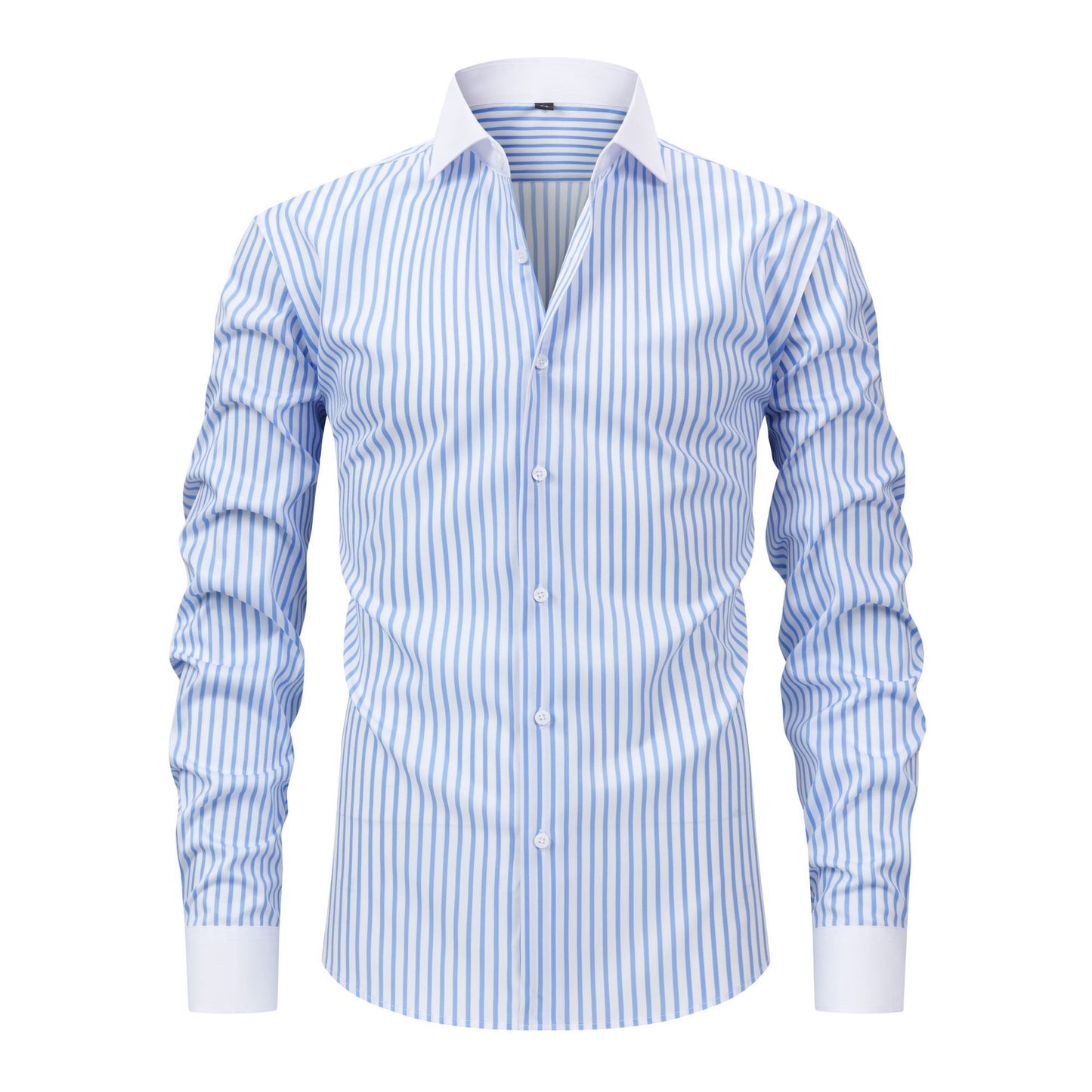 Mens Windsor-collar Long-sleeve Stretch Wrinkle-resistant Easy-care Shirt