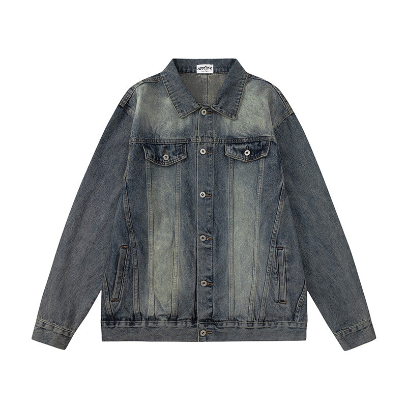 Washed And Worn Denim Clothes Jacket Men's Punk