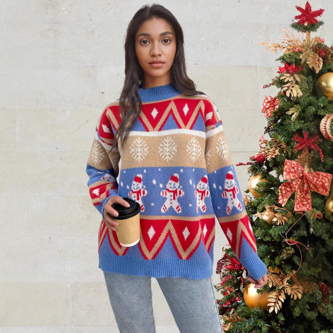 Loose And Idle Retro Red Pullover Sweaters Women's Clothing