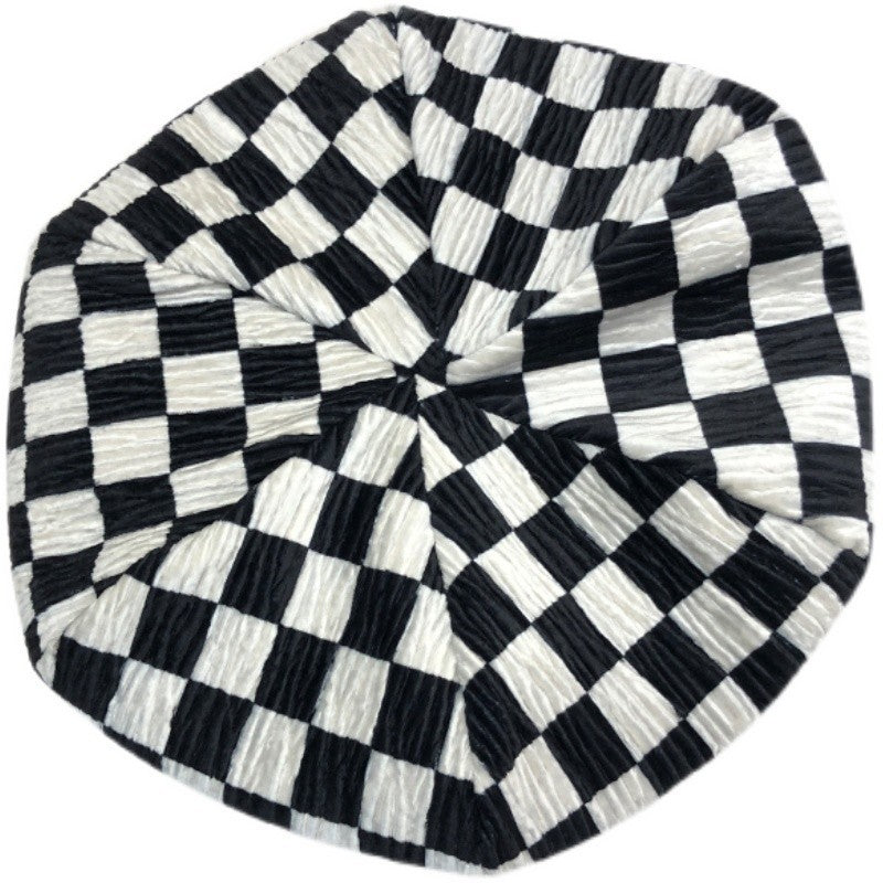 Versatile Retro Checkerboard Beret Female