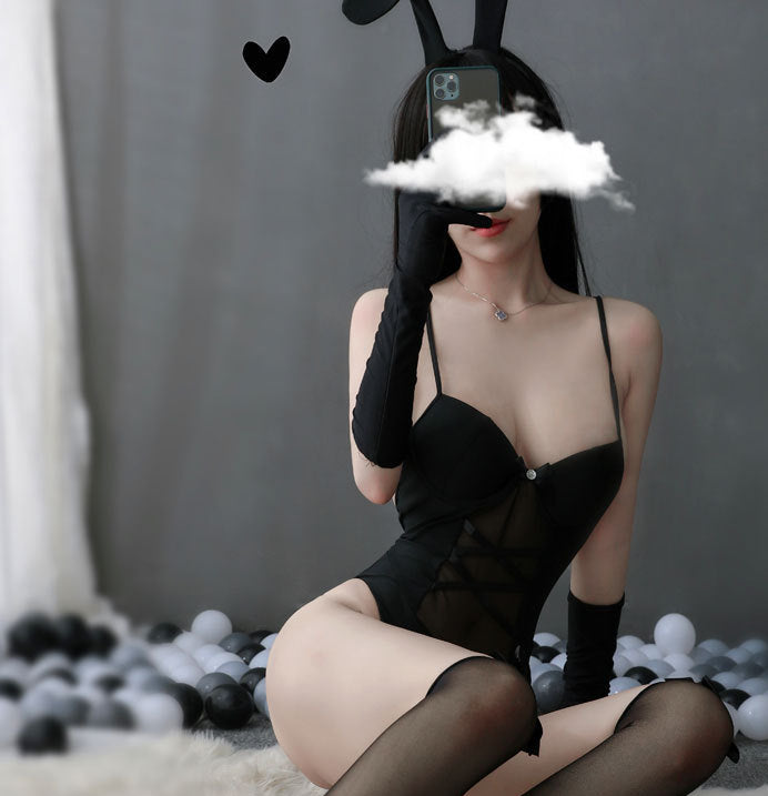 See-through One Piece Cup Buttocks Nightclub Bunny Girl