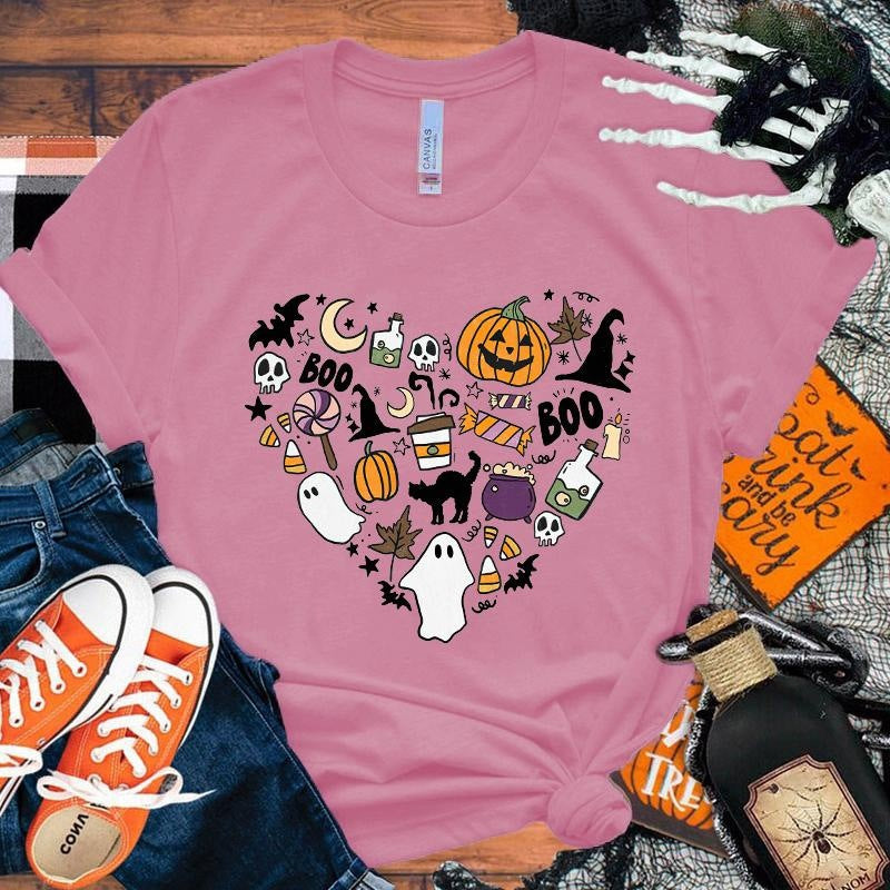 Halloween Boo Græskar Kærlighed T-shirt Mænd Kvinder