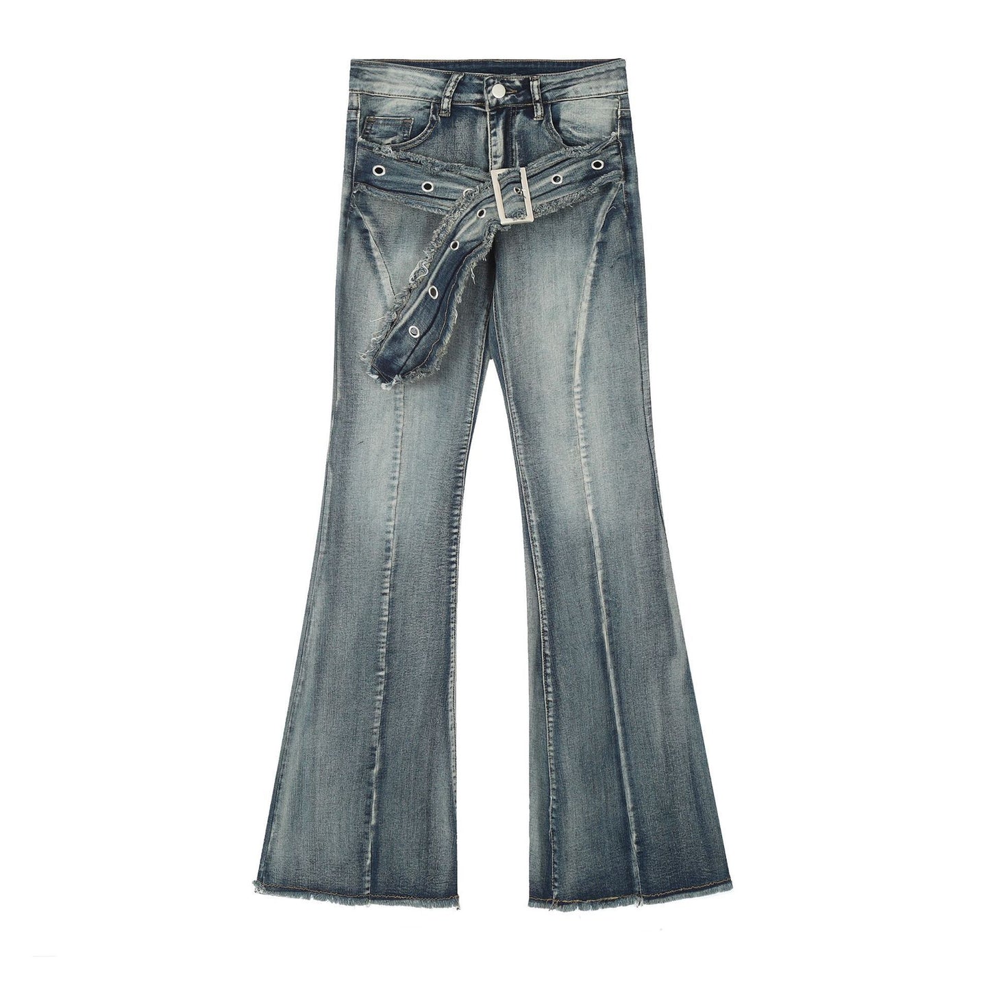Jeans Women's Frayed Flared Pants Stretch Pants