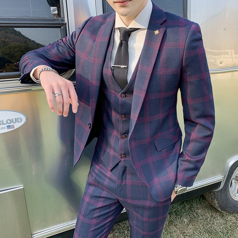 Mens 3-piece Suit In Korean And British Styles, Slim-fit