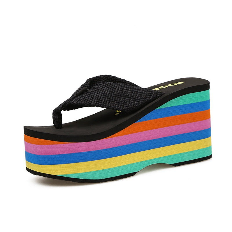 Rainbow Platform Sandals Super High Heel Flip-flops