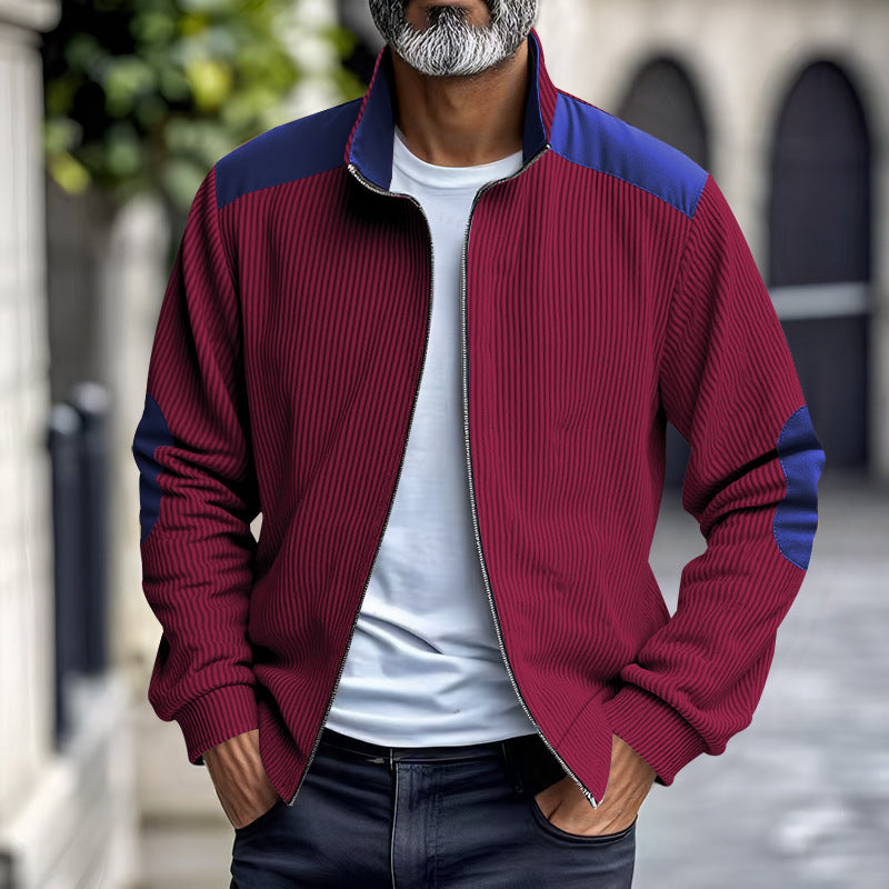 Retro Stand Collar Zipper Cardigan Casual Jacket For Men