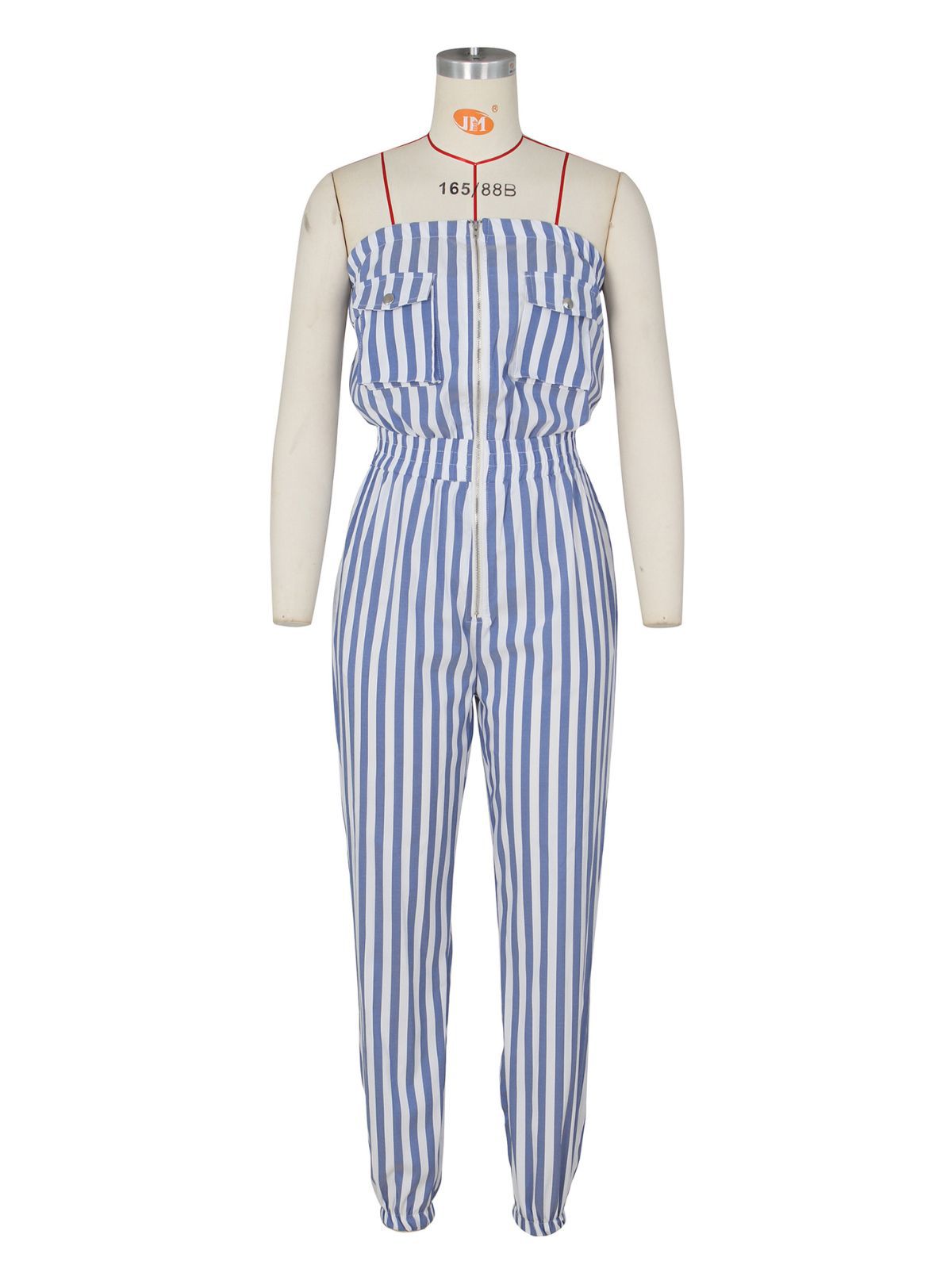Fashion Ladies Striped Tube Top Jumpsuit