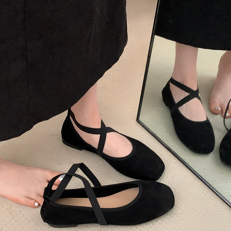 Womens Solid Color Versatile Low-cut Flat Shoes