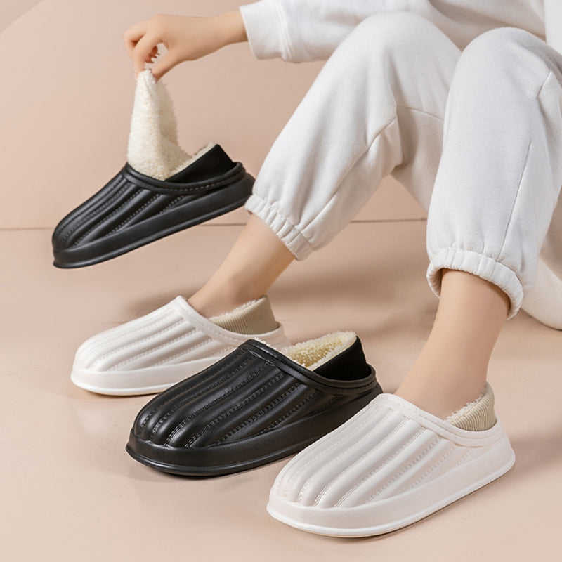 Fashion Thickened Couple Slippers Women's Winter Shoes Home Warm Plush Confinement Shoes