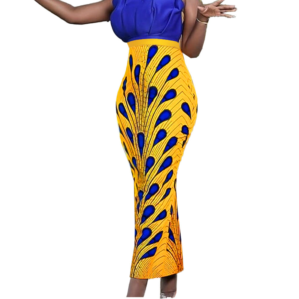 Women's Printed Hip Skirt Commuter Nipped Waist Skirt