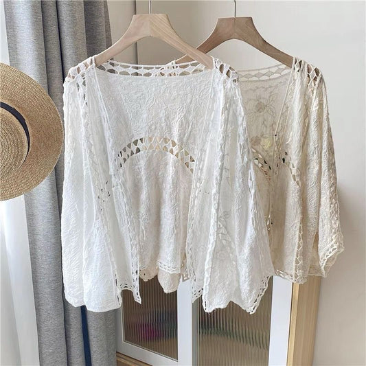 Cardigan Women Coat Lace Crochet Beach Sun Protection