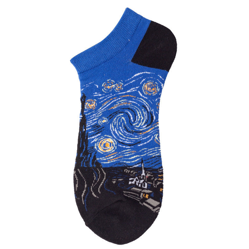 Women's Shallow Mouth Oil Painting Avocado Socks