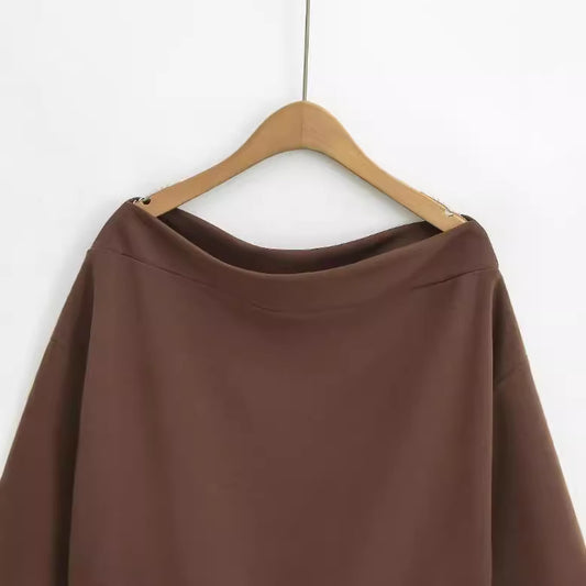 Women's French Off-shoulder Shoulder-baring Pullover Long Sleeve Sweater