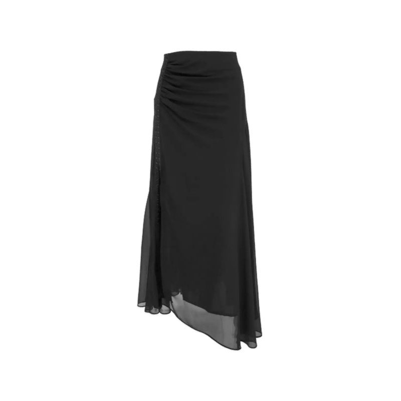 New Summer Design Stylish, Layered Long Skirt With A Slit