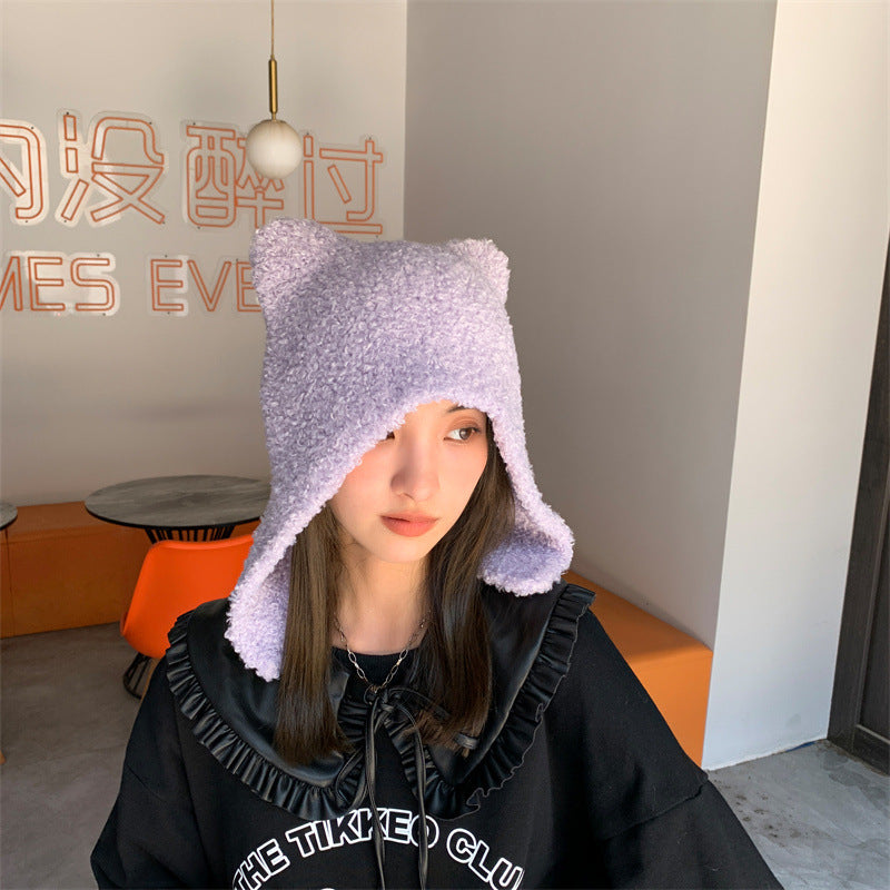 Female Fashion Warm Cat Ears Pullover Hat