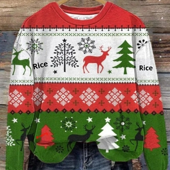 Efterår Vinter Sweater Trykt Rundhals Bluse Topp