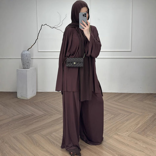Womens Solid-Colored Loose And Comfortable Top Casual Fashion Set