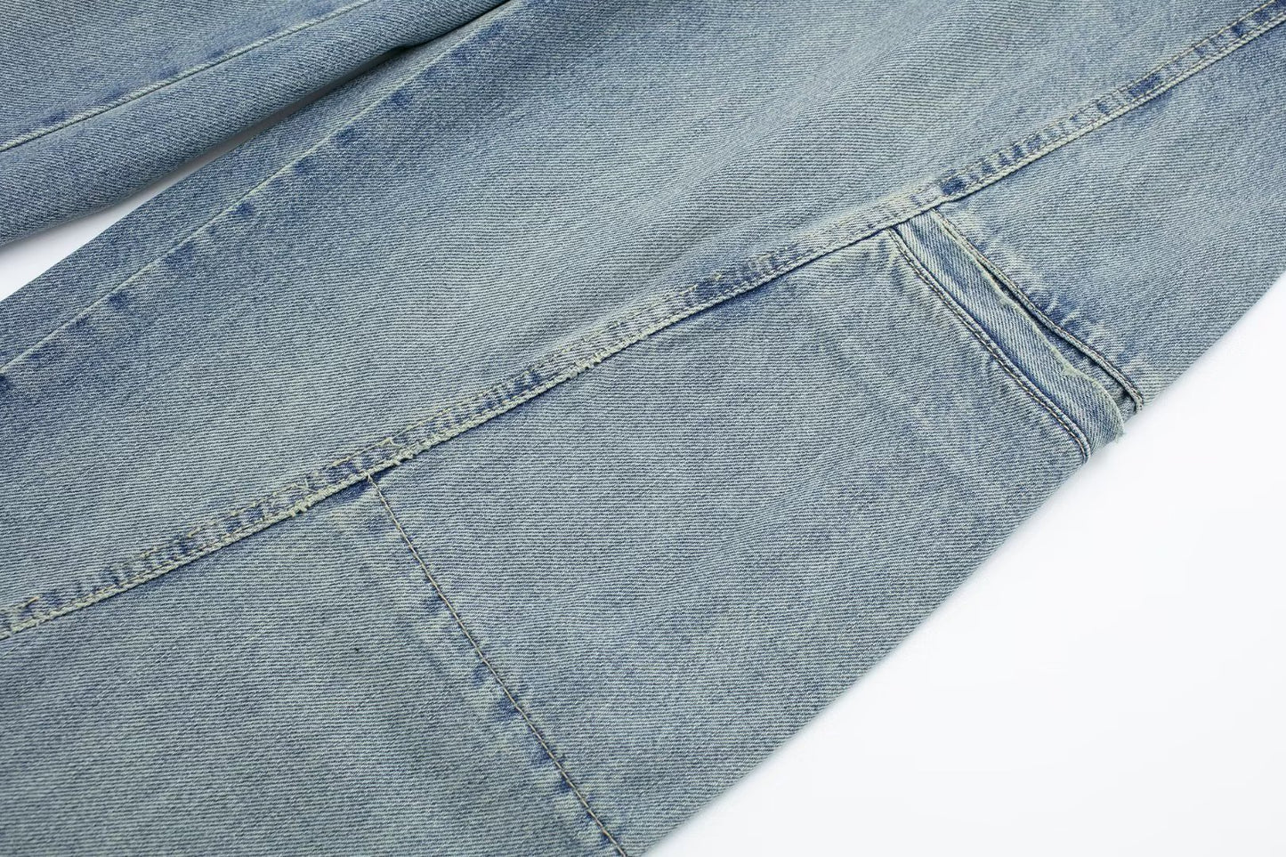 Pocket Overalls Mid-waist Denim Trousers