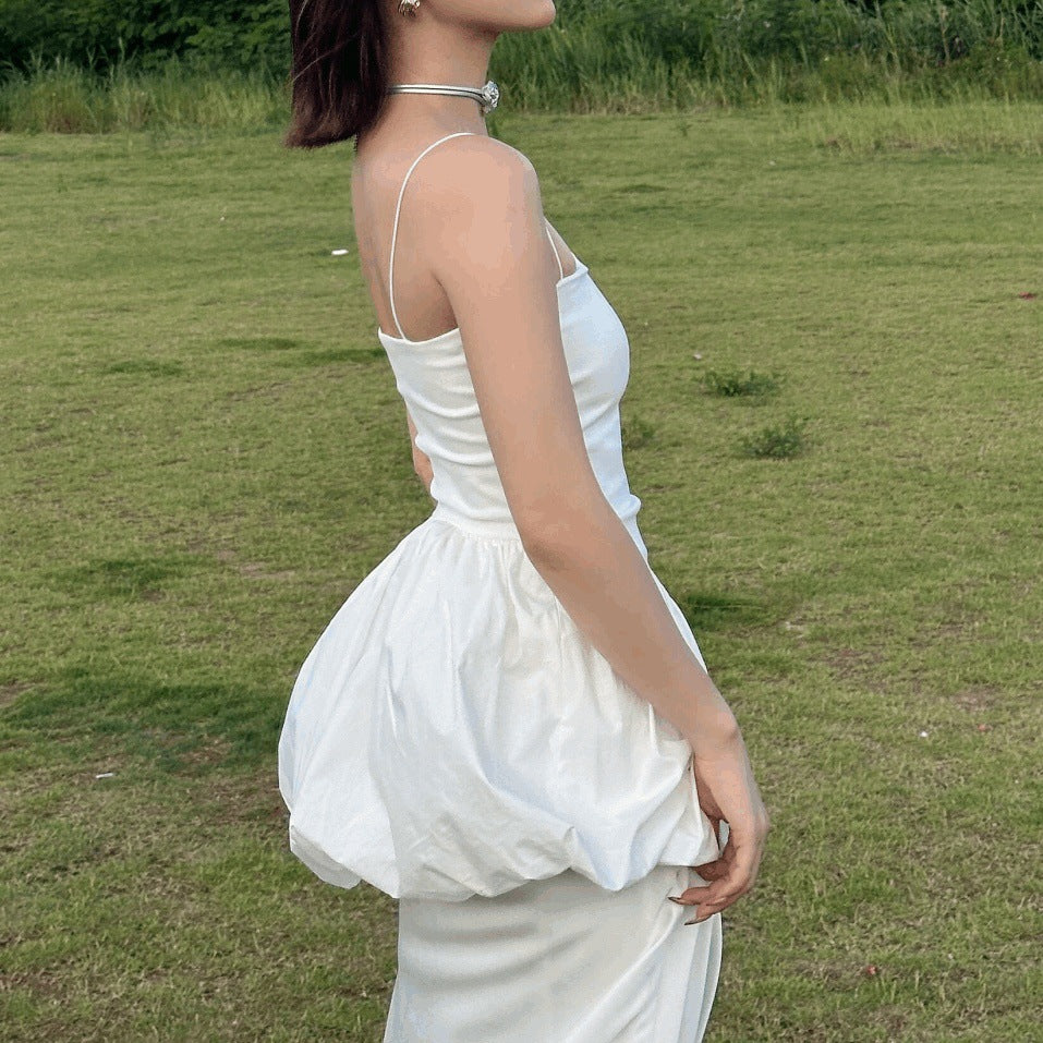 Strap Top Mermaid Gown For Exhibitions Vacation Skirt